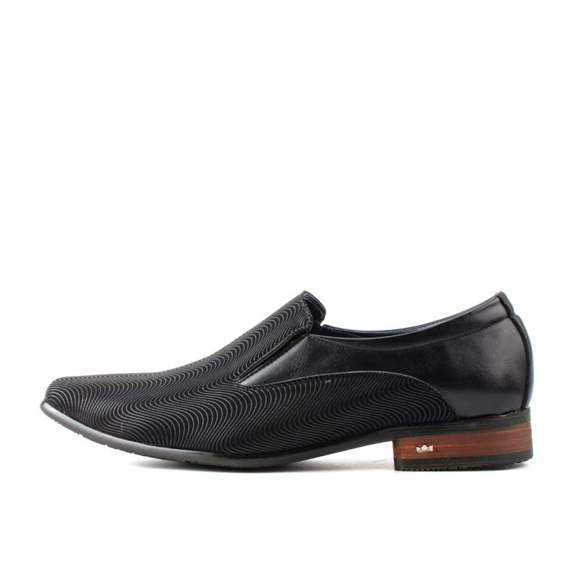 LR LARRIE Kasut Lelaki Hitam Seamless Retro Wave Patterned Business ...
