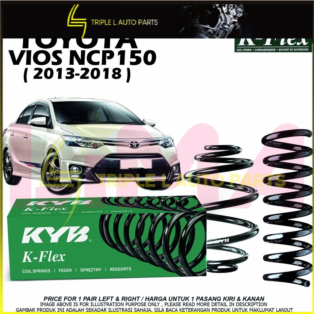 TOYOTA VIOS NCP150 FRONT / REAR COIL SPRING K-FLEX KAYABA KYB ** (2013 ...