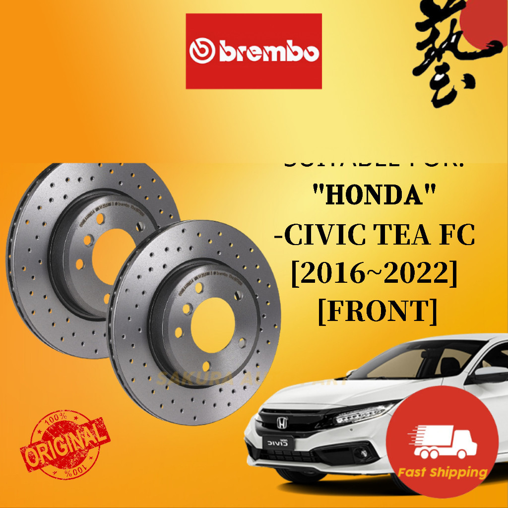 BREMBO XTRA HONDA CIVIC FC TEA [2016~2021] FRONT ( DEPAN ) DISC BRAKE ...