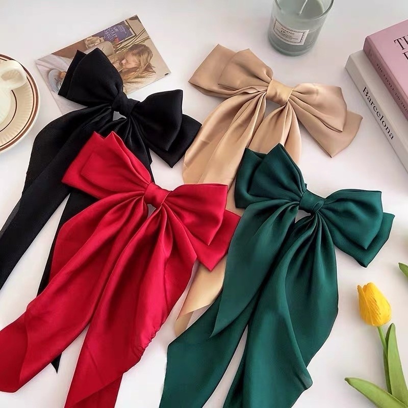 Colourful Big Long Ribbon Hairclip | Chiffon Bow Knot | Klip Rambut ...