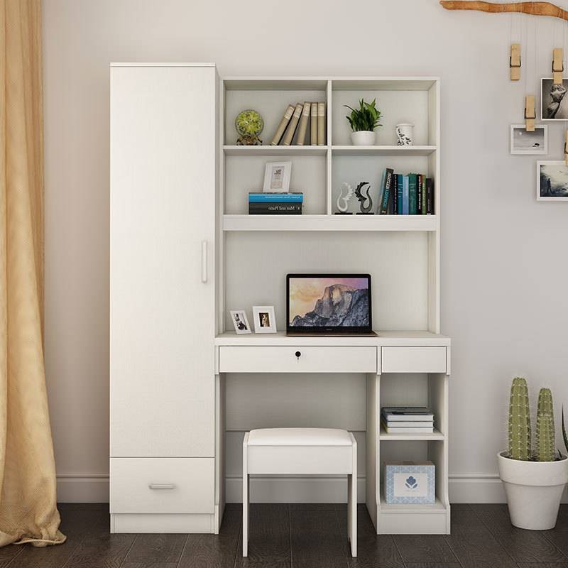 J-H/Desktop Computer Desk with Wardrobe plus Combined Bookcase Bedroom ...