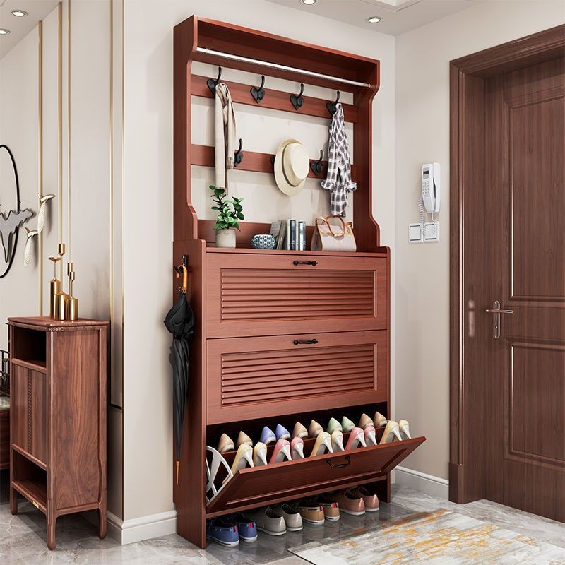 J-H/New Chinese Style Flip Shoe Cabinet Entrance Wall-Mounted Coat Rack ...