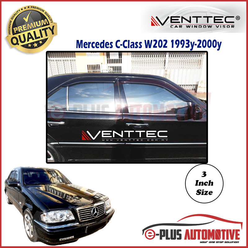 Heko Wind Deflectors For Mercedes C-Class W202 Saloon/Sedan (1993-2000) - 4 Piece Set, Tinted