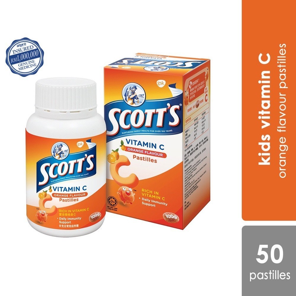 Scott's Vitamin C Pastilles Orange 50s | Suitable for 2 Years Old ...