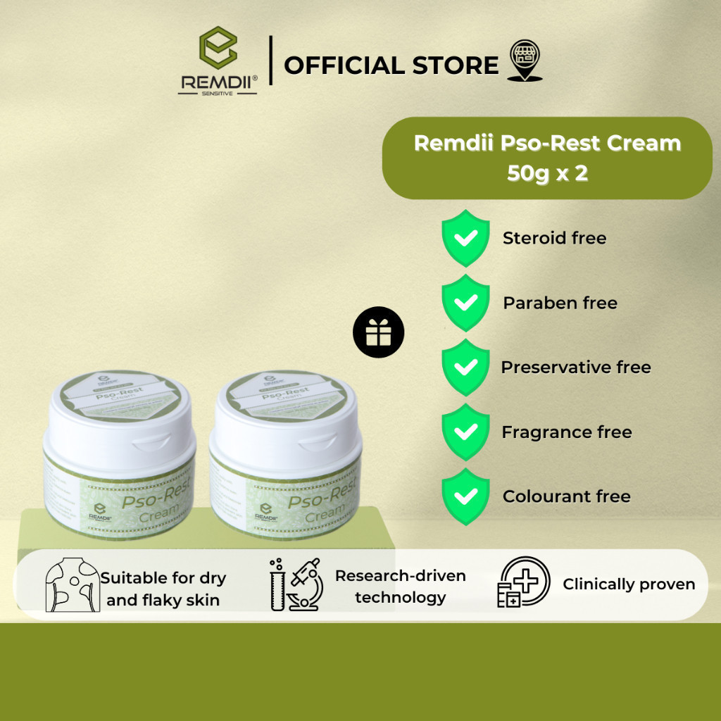 REMDII Pso-Rest Cream (50gm), Steroid-free, Safe for Psoriasis-prone ...