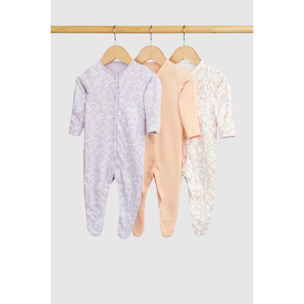 Mothercare 3 Pack Giraffe Sleepsuits