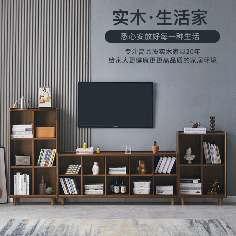 JY-8/Solid Wood TV Cabinet Modern Minimalist Bookshelf Small Apartment ...