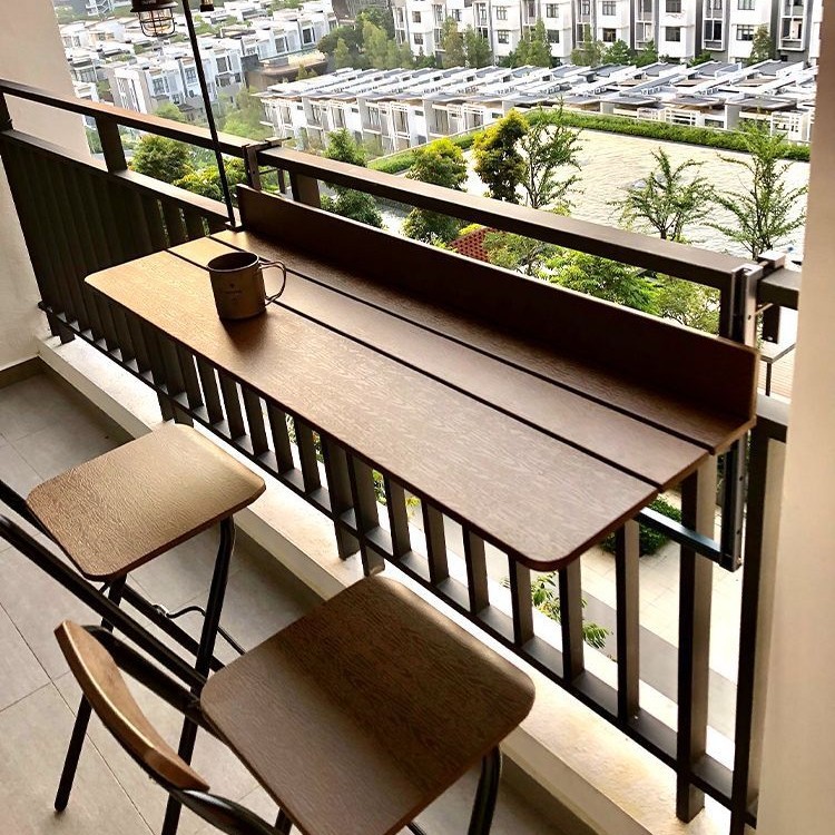 J-H/Balcony Railing Hanging Bar Table Small Apartment Home Bar Counter ...