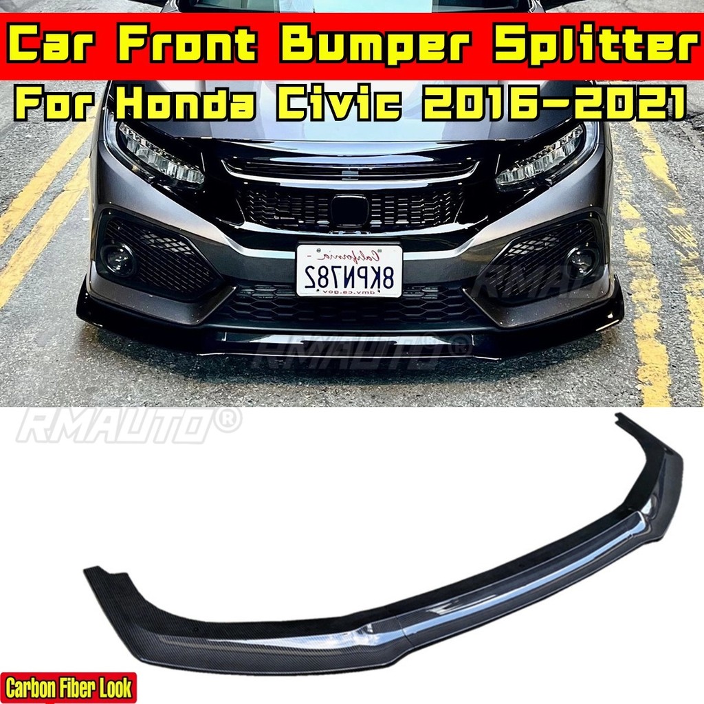 Body Kit Front Bumper Lip Chin Spoiler Splitter For Honda Civic 2016-2020 Black Honda Civic 2019 Accessories
