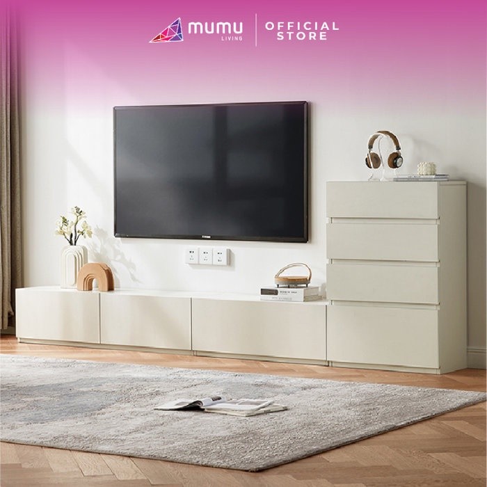 [MUMU Living] Odette 2.0m TV Cabinet with Side Cabinet | Shopee Malaysia