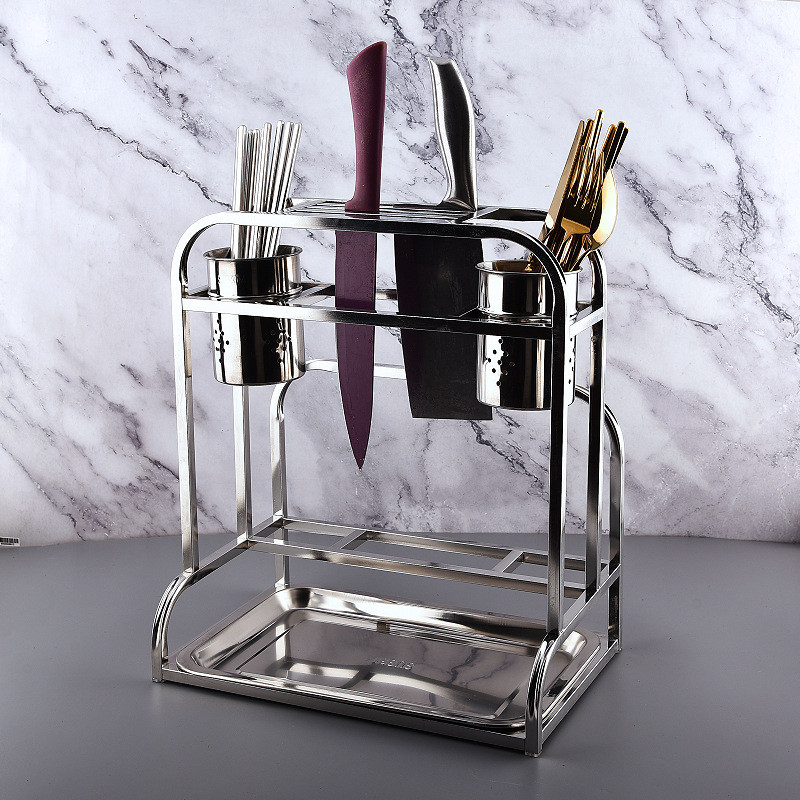 SJ-304Stainless Steel Knife Holder Storage Rack Kitchen Pot Cover ...