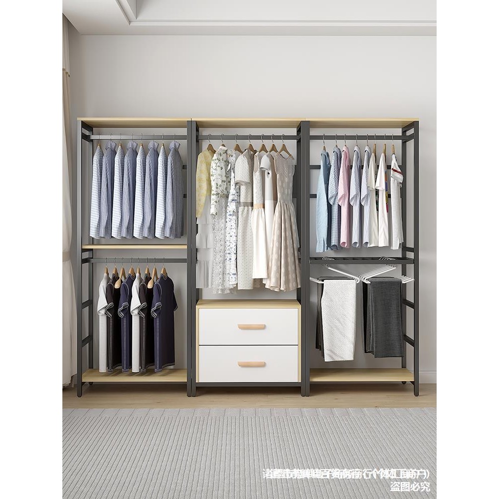 J-H/Open Walk-in Wardrobe Rack Combination Double-layer Floor-standing ...