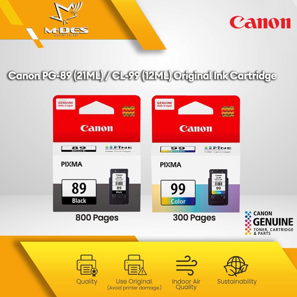 Canon PG89 PG-89 (21ML) & CL99 (12ML) Ink Cartridge/ PG89 CL99 PG-89 CL ...