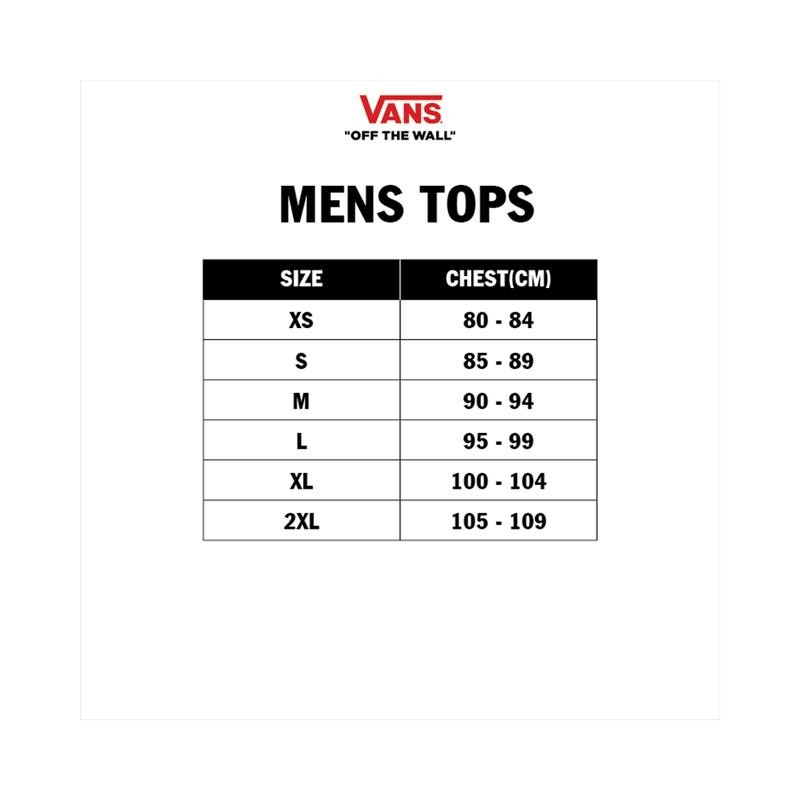 Vans clothing size chart hotsell