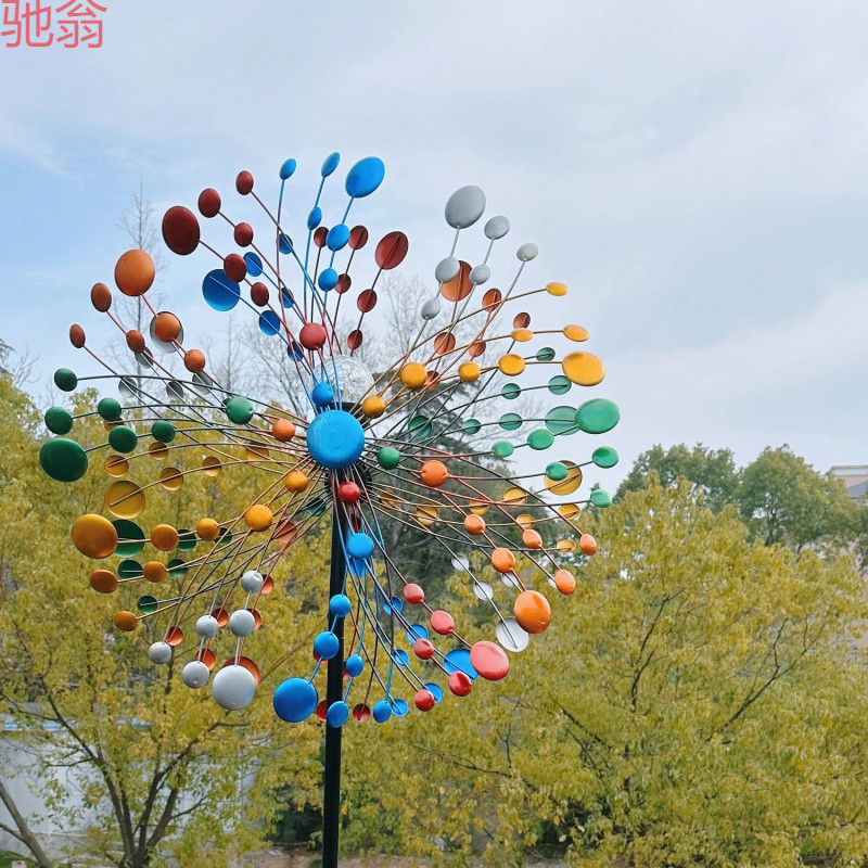 Q-8/G1K Solar Lamp Garden Courtyard Iron Rotating Big Windmill Outdoor ...