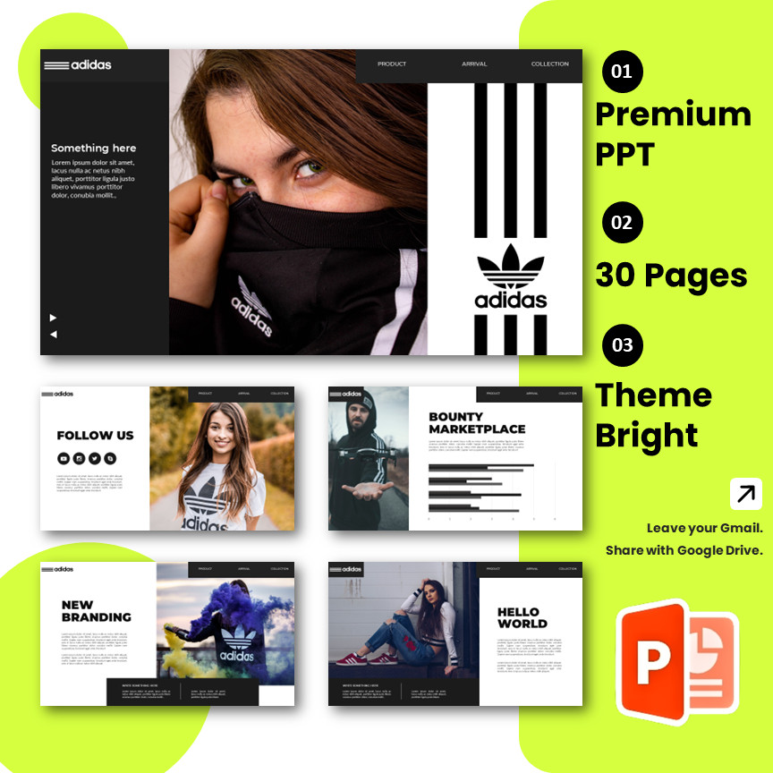 🔥 Premium Powerpoint 30 Pages 🔥 Adidas Fashion Three Stripes