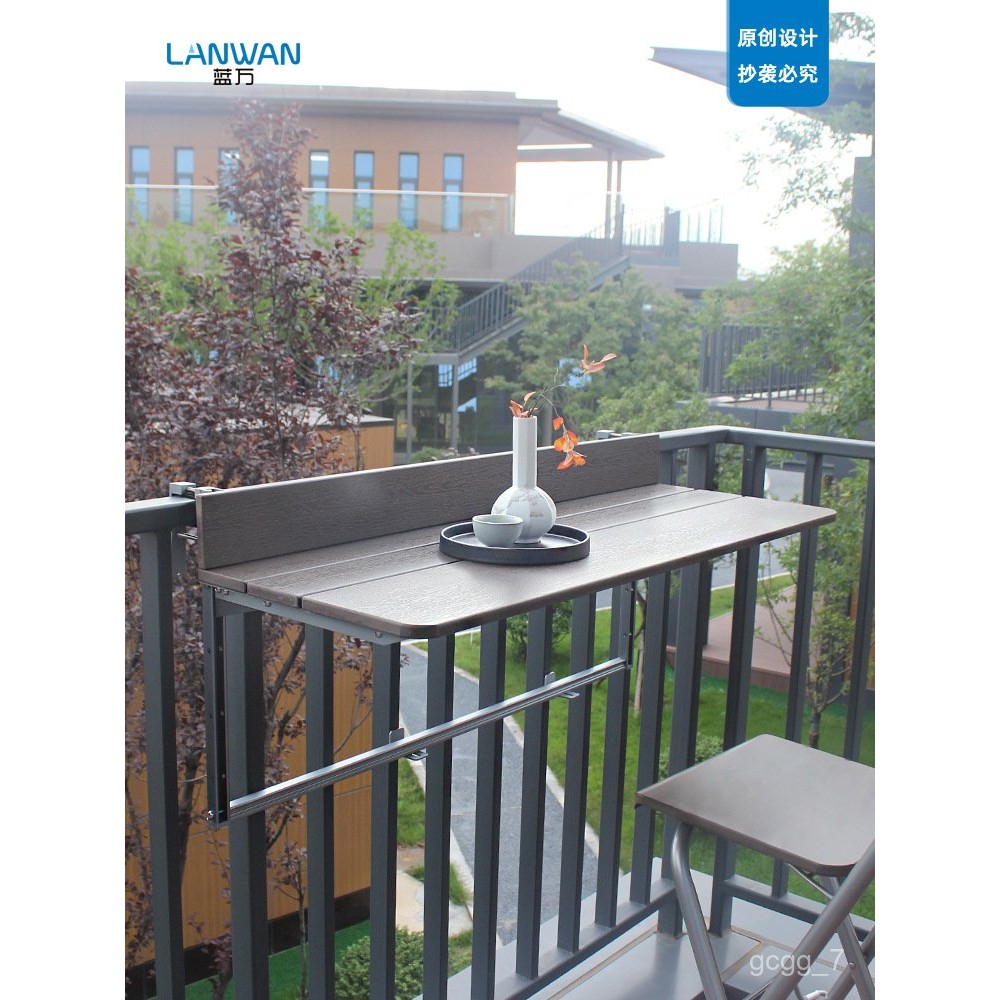 J-H/Balcony Railing Hanging Table Suspension Small Apartment Computer ...