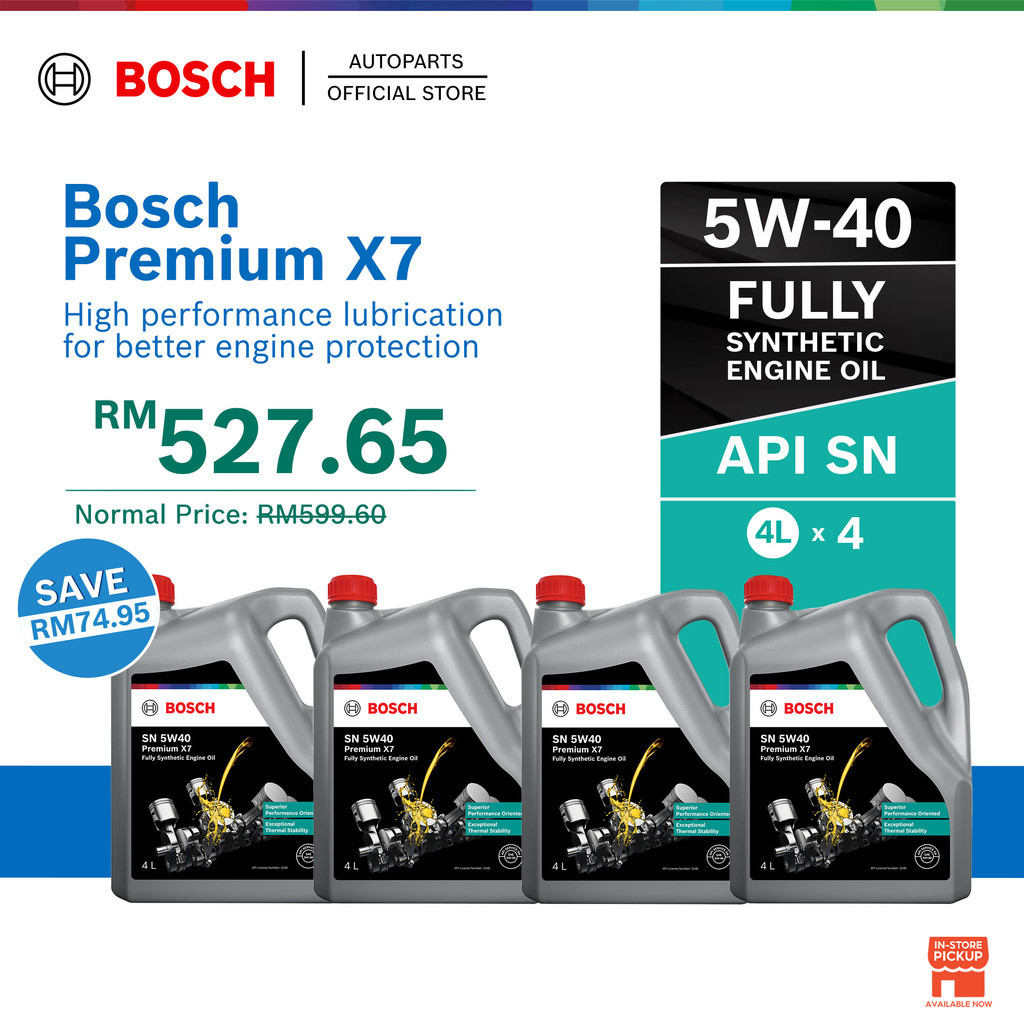 Bosch Premium X7 5W40 API SN Sintetik Penuh Minyak Hitam Enjin Kereta ...