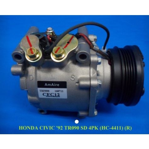 HONDA CIVIC 1992~1995 SR3 SR4 TR090 SANDEN R12 HOLE 4PK COMPRESSOR PUMP ...
