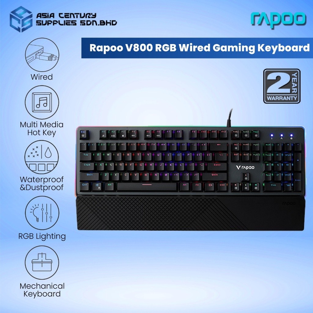 Rapoo V800RGB Backlit Mechanical Gaming Keyboard / Removable Magnetic ...