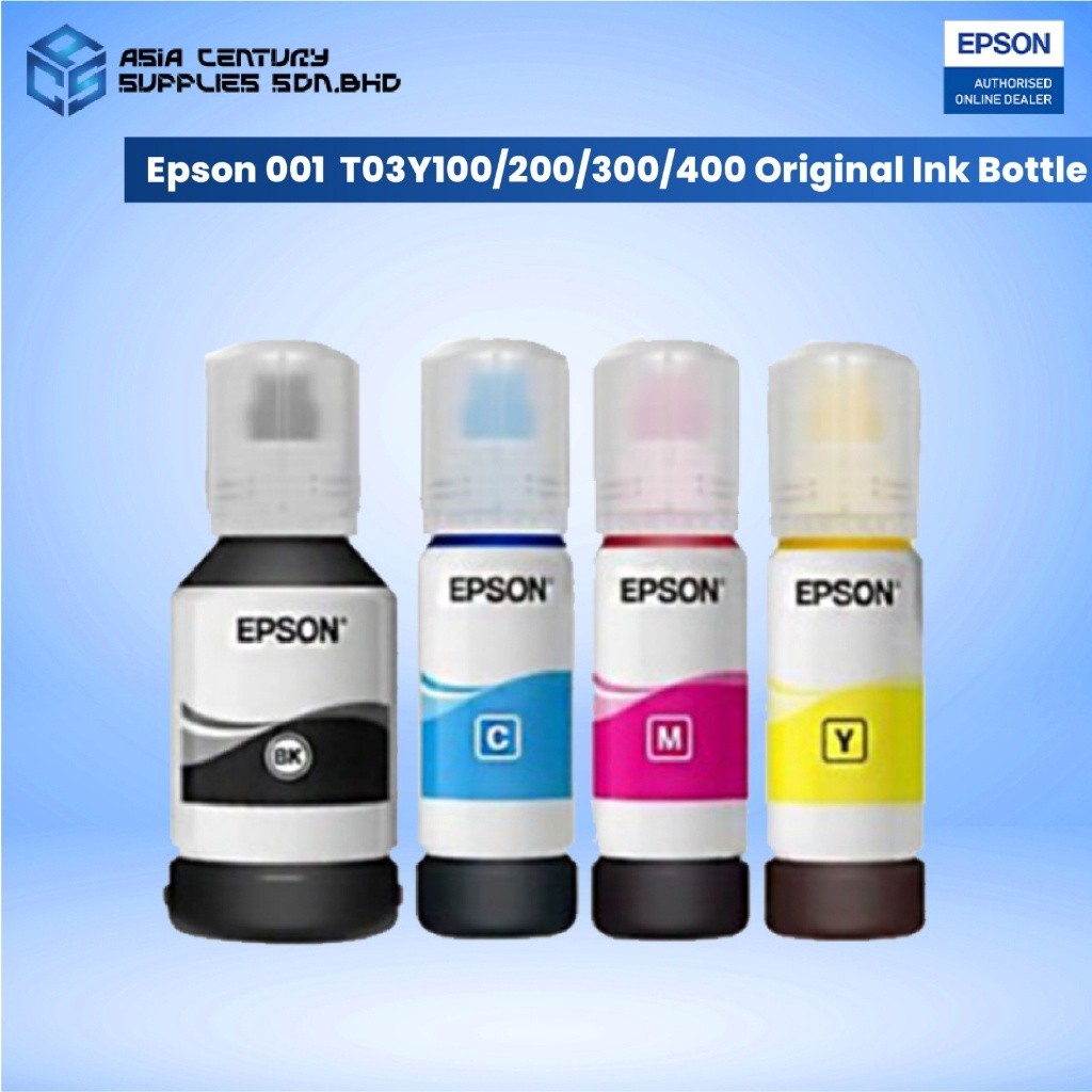 Epson Ink 001 Bottle / L4150 L4160 L6160 L6170 / Y100 Y200 Y300 Y400 ...
