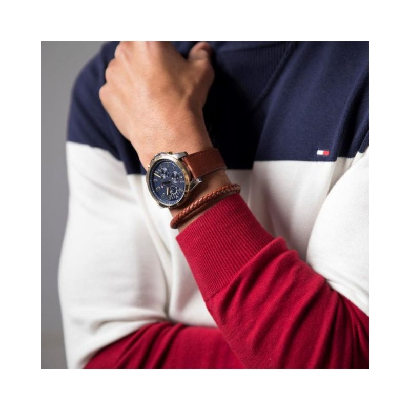 2 Years Warranty Tommy Hilfiger Decker Men s Chronograph Watch Brown Leather Strap 1791561 Shopee Malaysia
