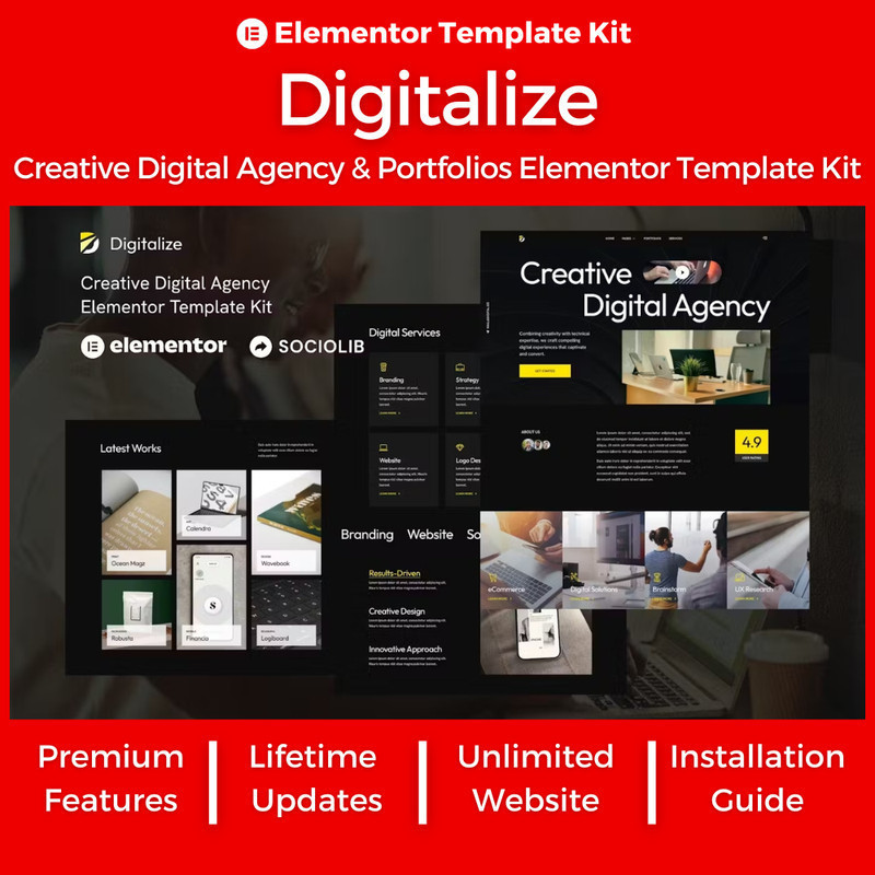 Digitalize - Creative Digital Agency & Portfolios Elementor Template ...