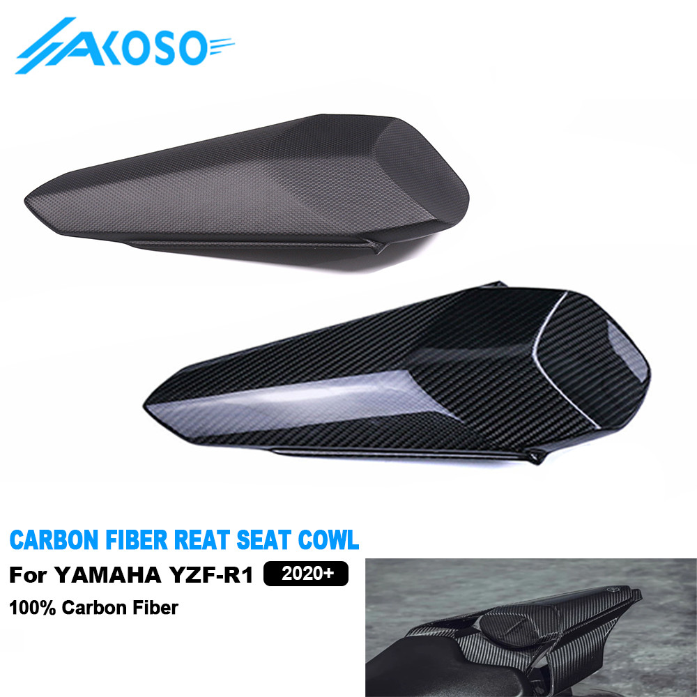 AKOSO 100% 3K Real Full Carbon Fiber Motorcycle Rear Tail Pillion Seat ...