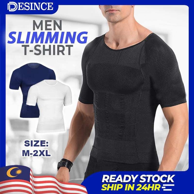 🇲🇾 Men Slimming T-shirt Man Inner Shirt Slim Effect Body Shaper Slim ...