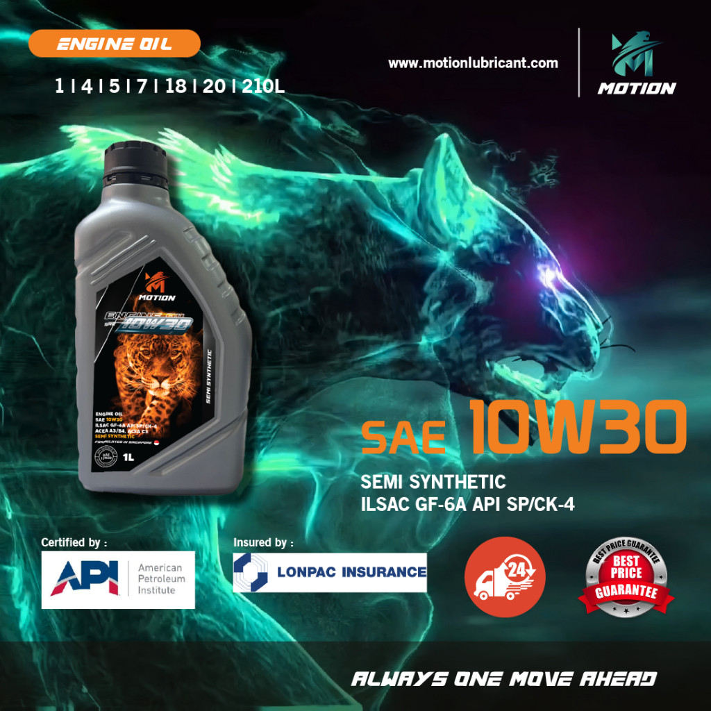 MOTION API SP Semi Synthetic Engine Oil Car Lubricant (10W30/1L ...