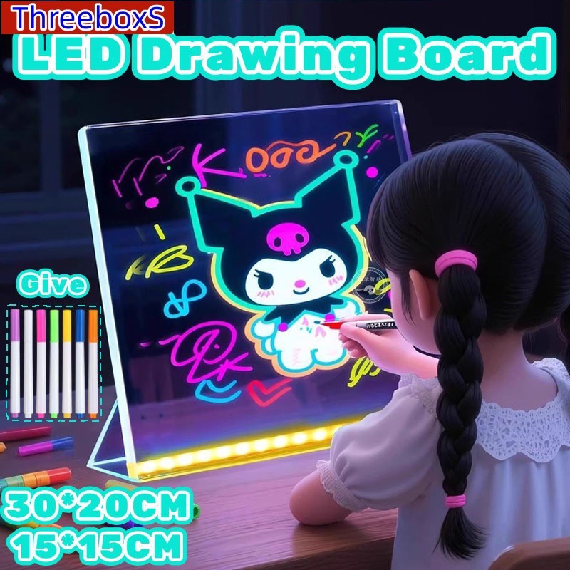 LED Drawing Board Glowing Acrylic Message Board DIY Drawing Pad Drawing ...