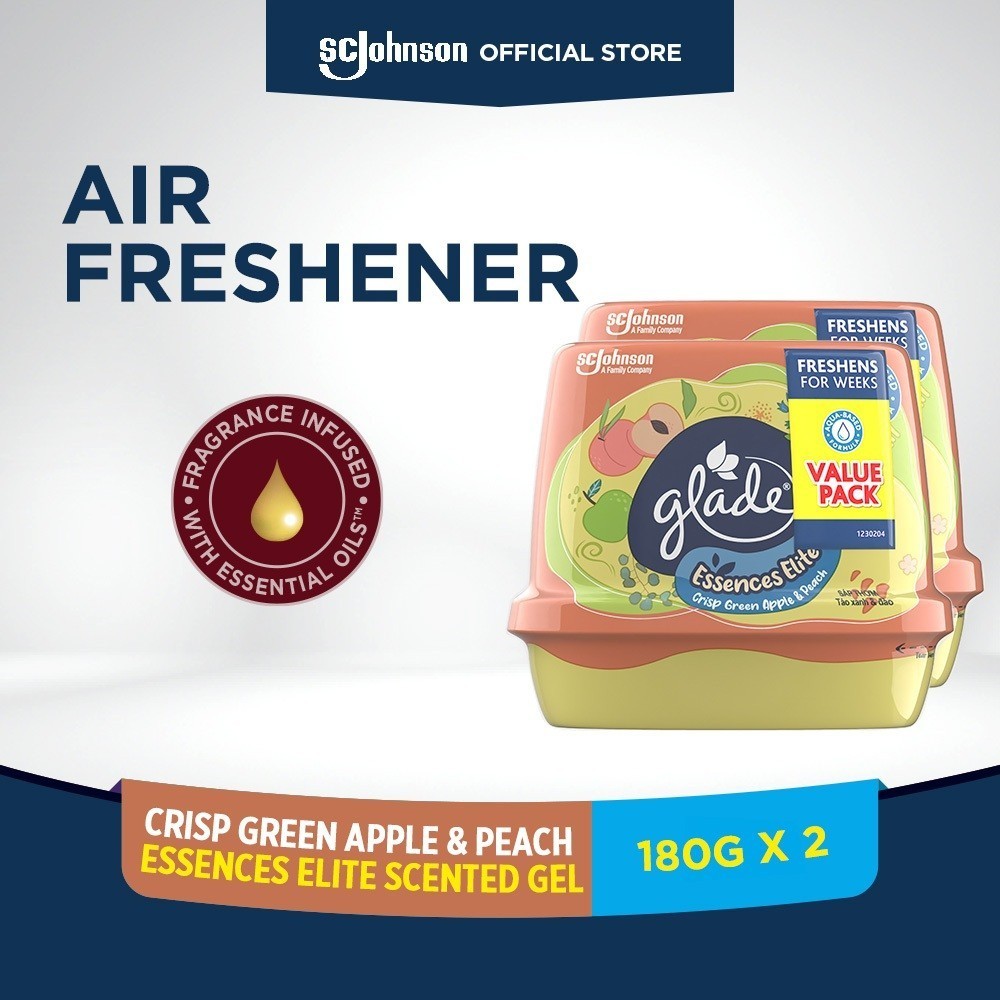 Glade Room Air Freshener Essences Elite Scented Gel Green Apple & Peach ...