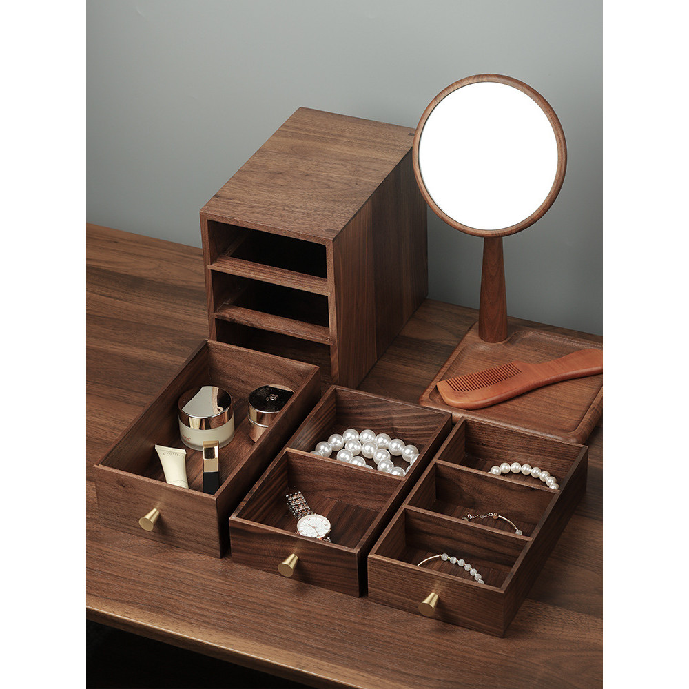 JY-8/xyt Solid Wood Drawer Desktop Storage Box Black Walnut Small ...