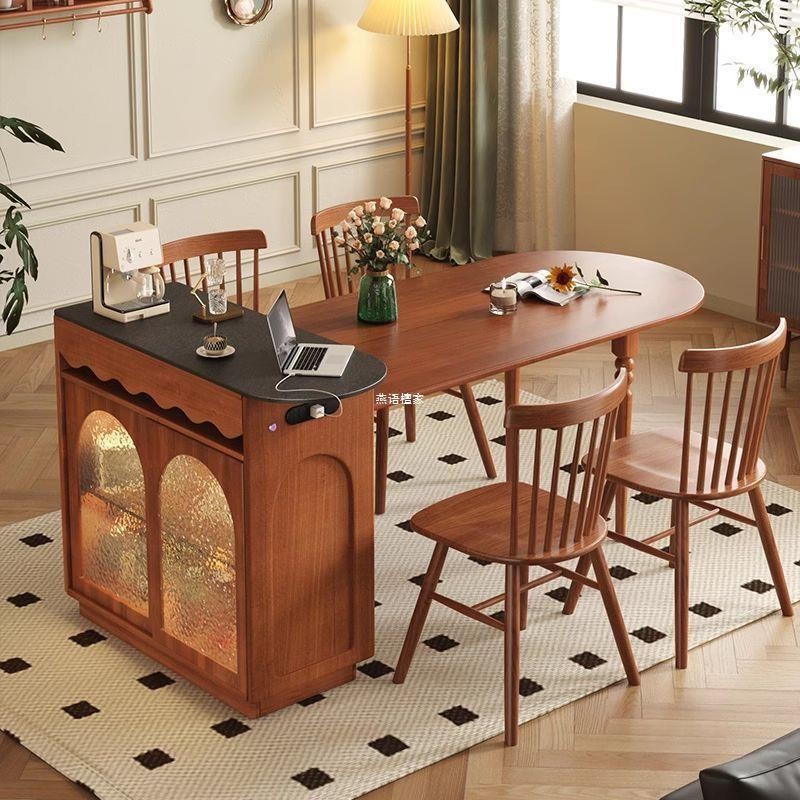 J-H/Solid Wood Kitchen Island Dining Table Integrated Living Room Home ...