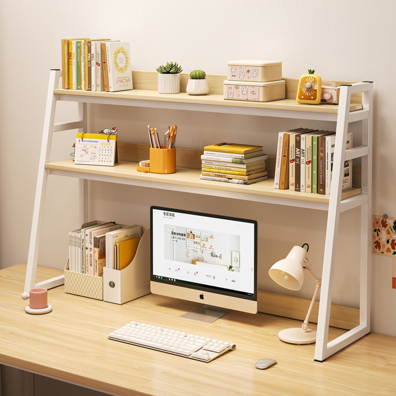 J-H/Desk Storage Rack Desktop Bookshelf Tabletop Trapezoidal Shelf ...