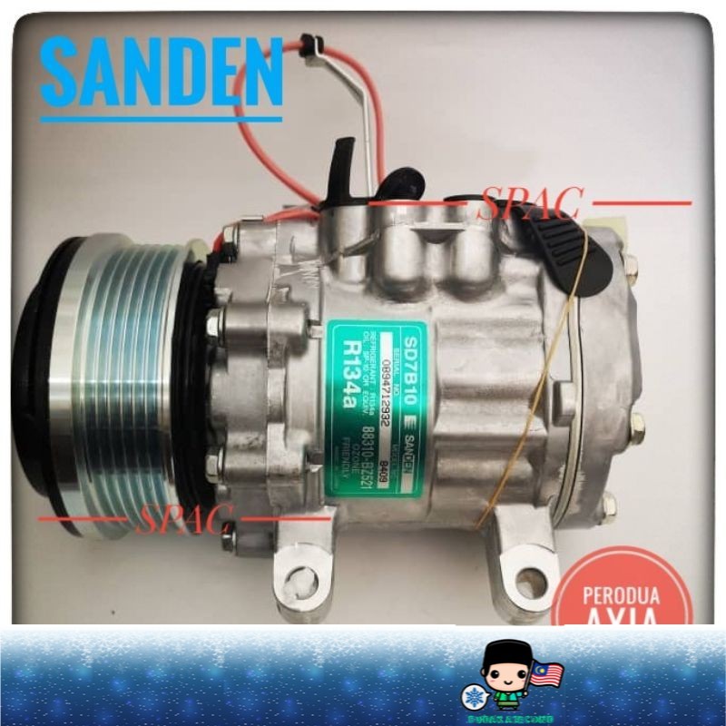 PERODUA AXIA 6PK SANDEN AIRCOND COMPRESSOR (8409-6000M) BAC | Shopee ...