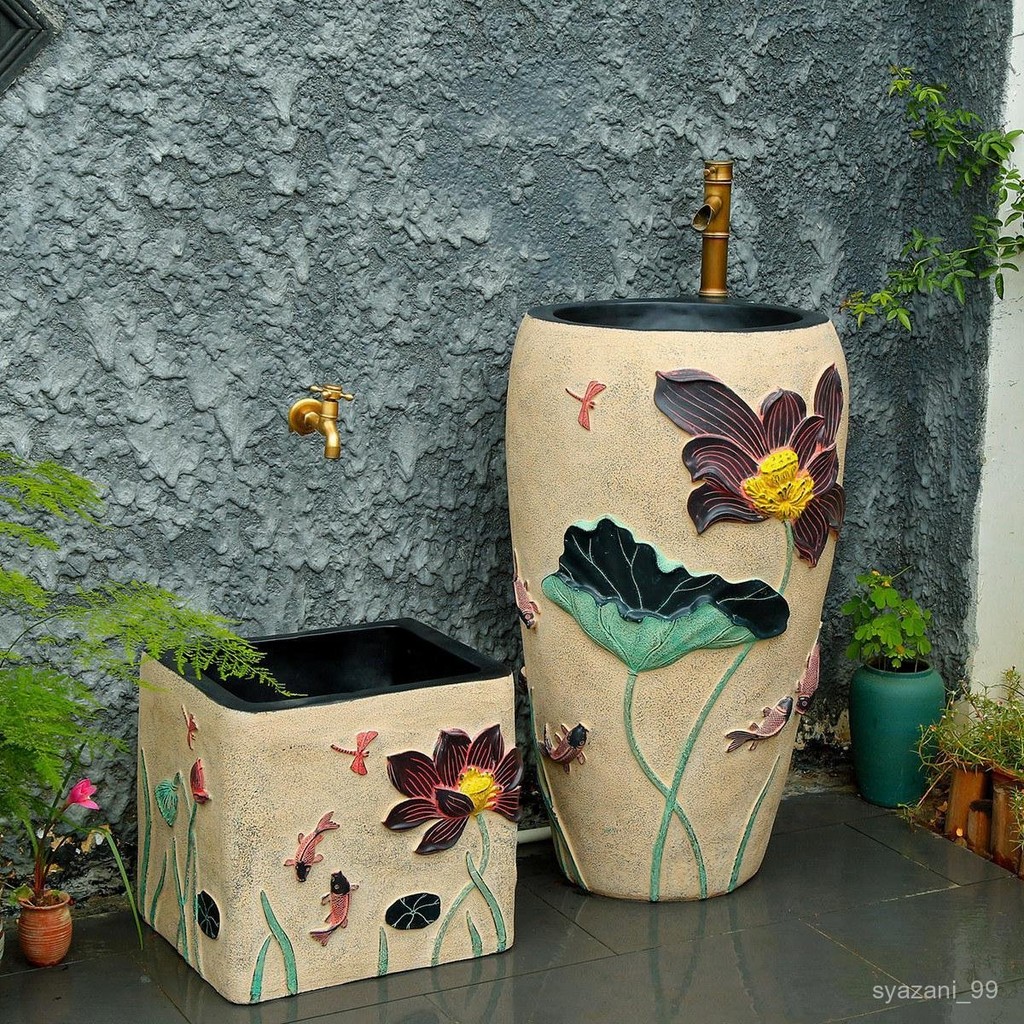 Contact seller/HF2X Retro Column Washbasin Outdoor Wash Basin Courtyard ...
