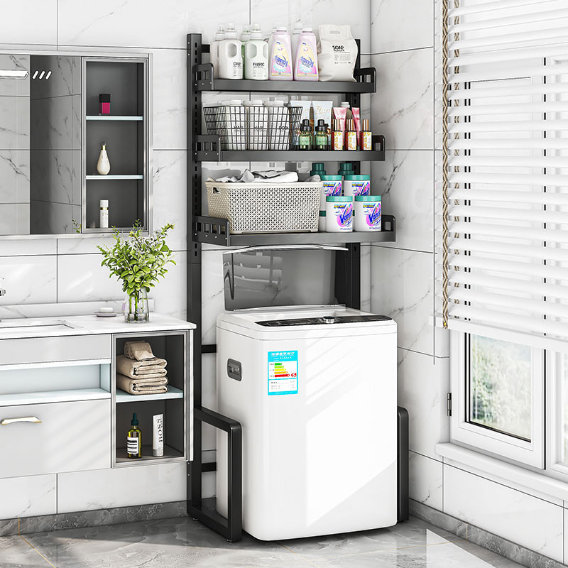 Q-8/。。Adjustable Balcony Flip Washing Machine Storage Rack Top Storage ...