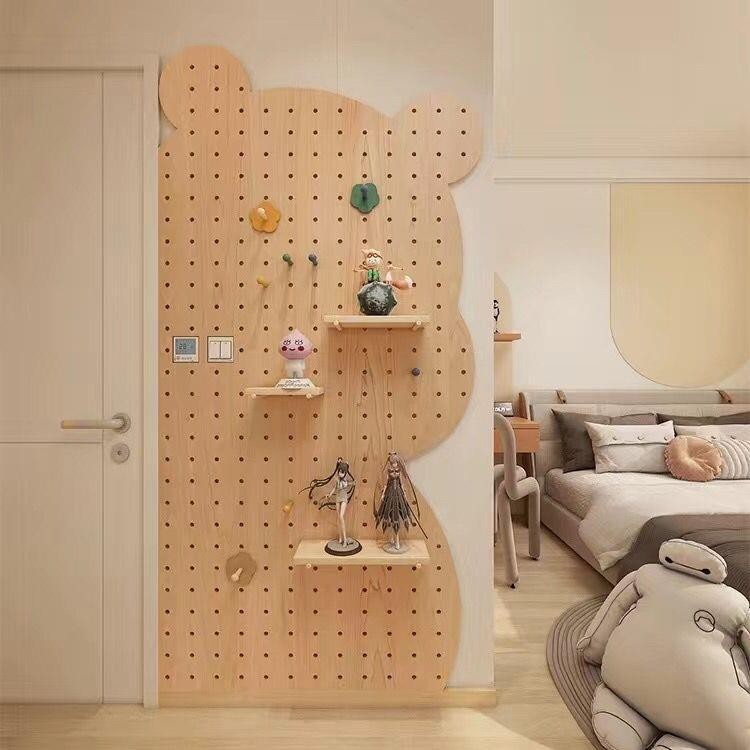 J-H/Solid Wood Pegboard Entryway Decorative Storage Rack Dressing ...