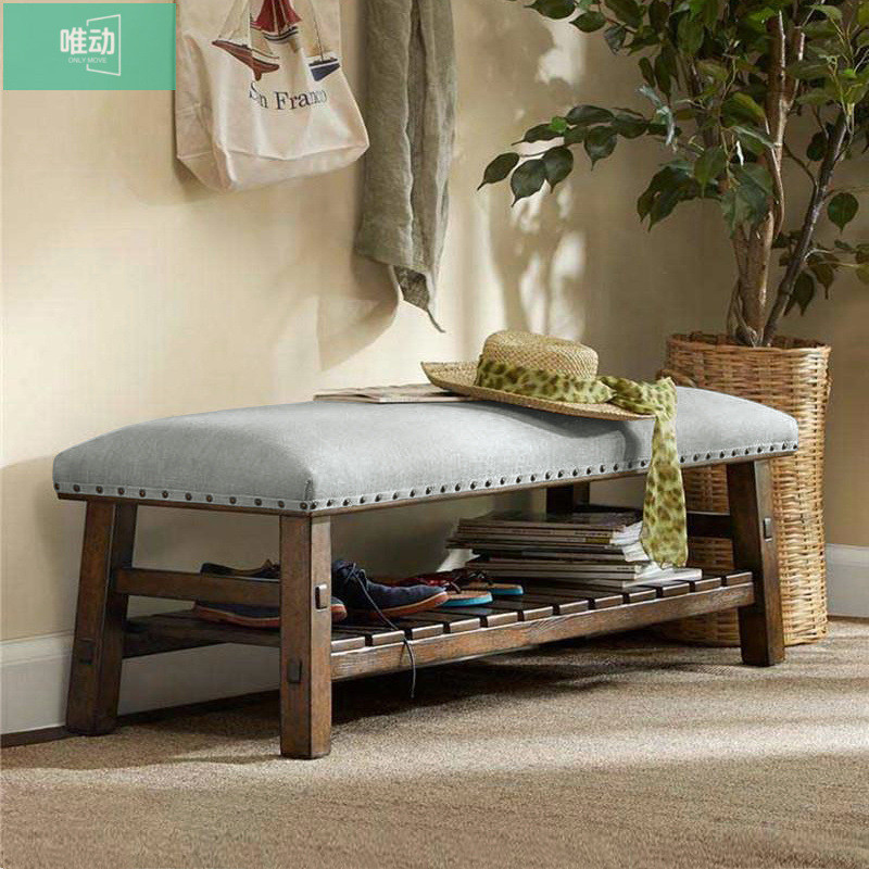 J-H/American Modern Solid Wood Shoe Bench Bed End Bench Long Stool ...