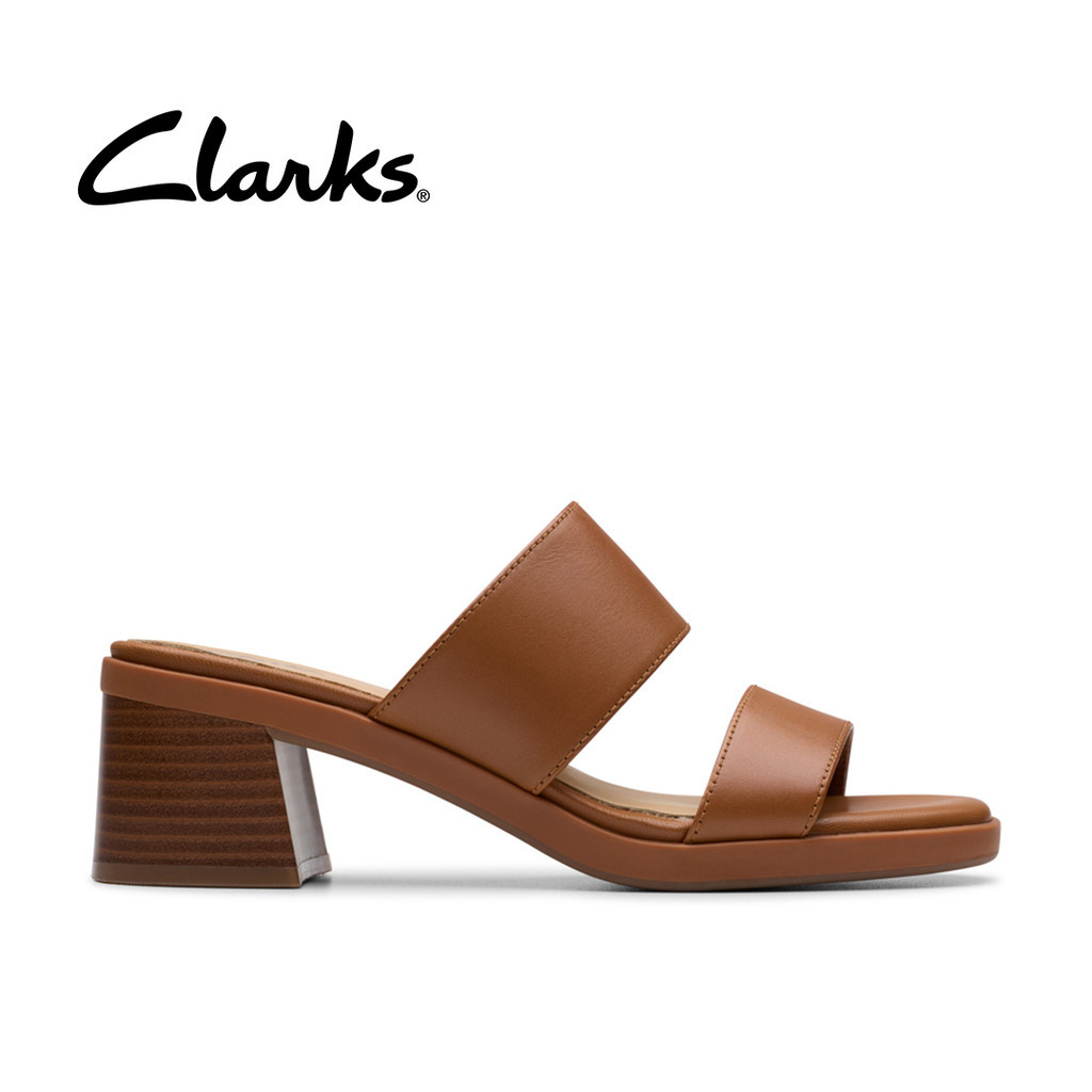 Clarks Jaylan Dusk Sandali Con Tacco Donna: Zeppa 50 Mm, Tomaia In Pelle, Plantare Ultimate Comfort, Beige, Slip-on