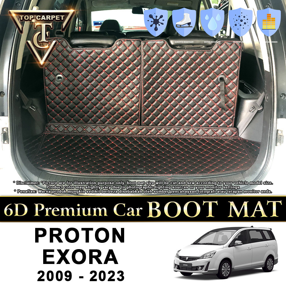 Top Carpet PROTON EXORA ( 2009 - 2023 ) Car Boot Mat PU Leather Cargo ...