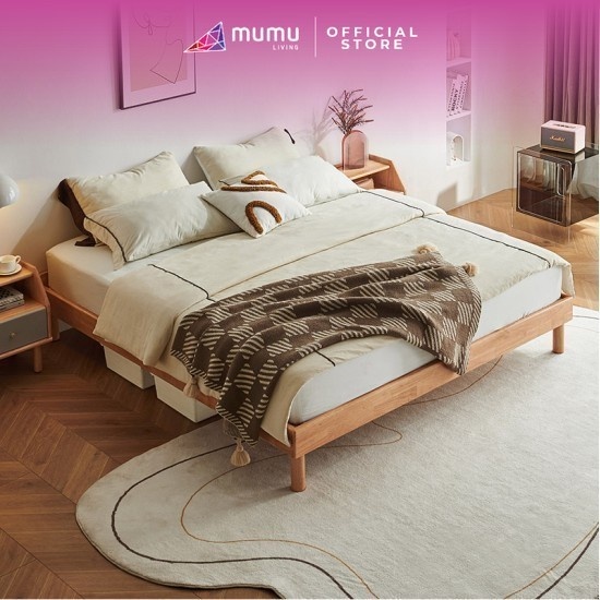 [MUMU Living] Fuku Solid Wood Platform Bed Frame Queen Size | Shopee ...