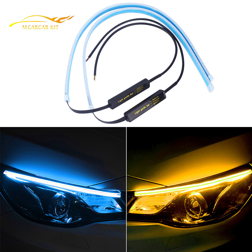 DRL LED Daytime Running Lights Dynamic Turn Signal Yellow Guide Strip