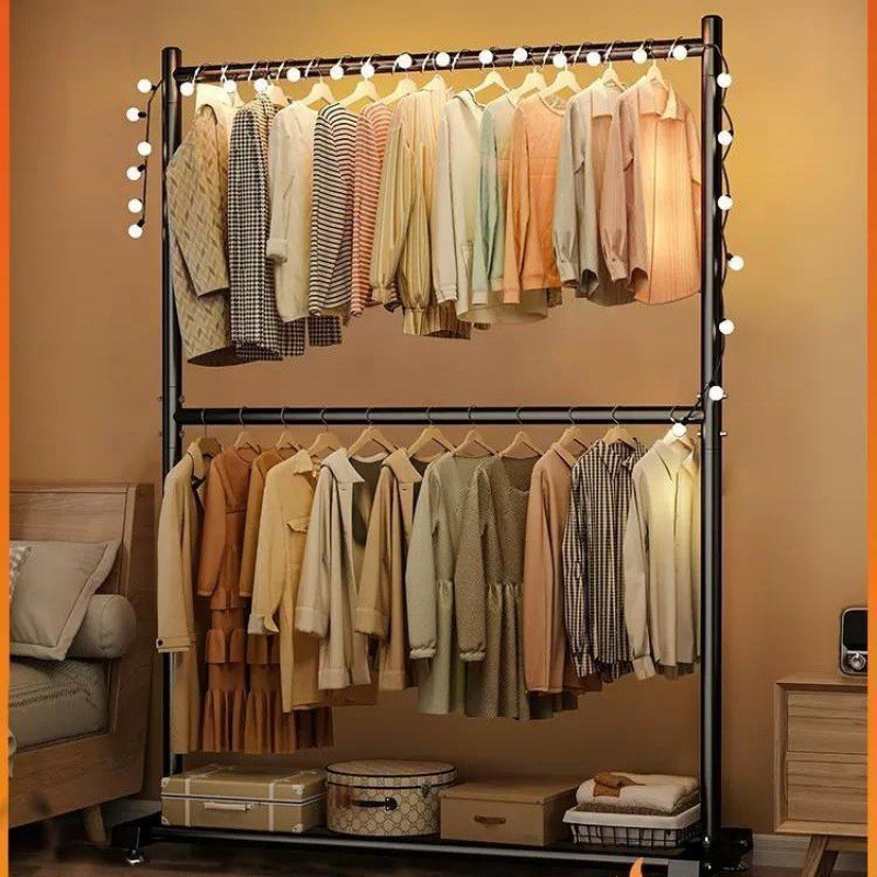 J-H/Double Layer Clothes Drying Rack Floor Standing Bedroom Household ...