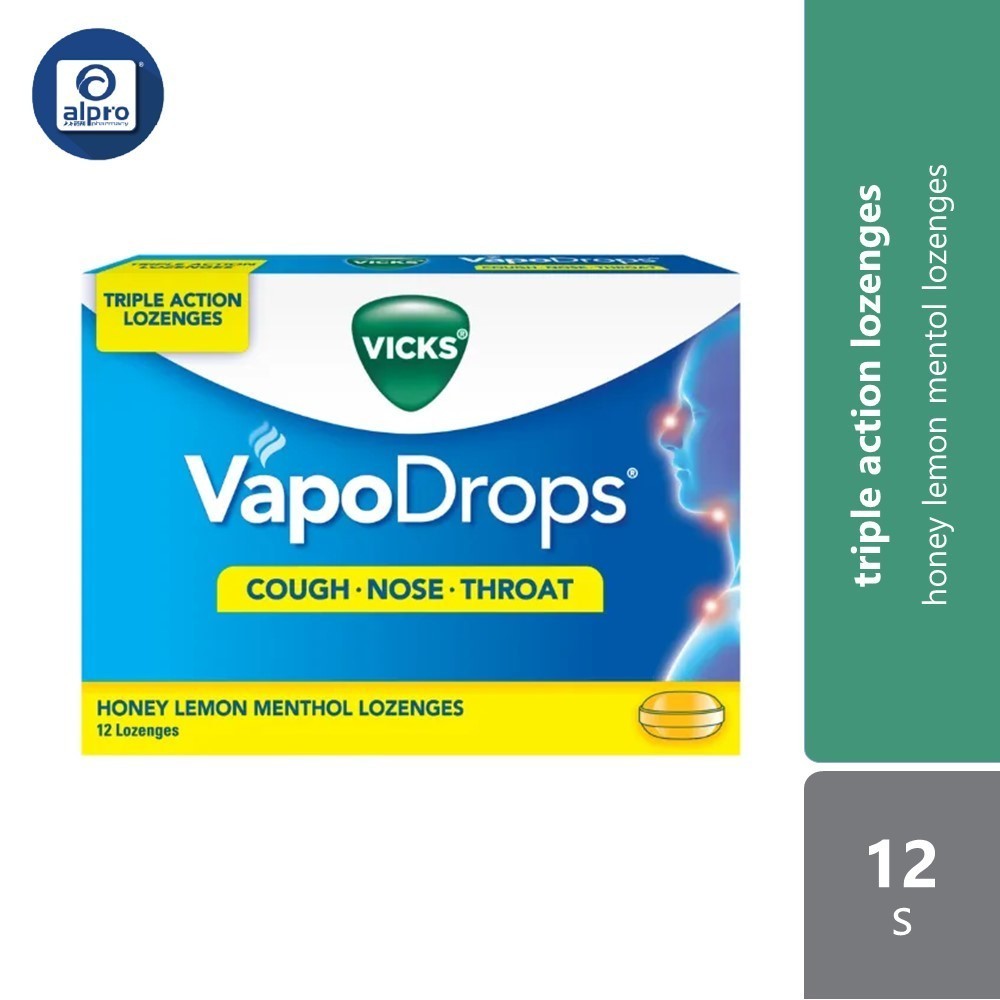 Vicks Vapodrops Cough Honey Lemon 12s | Triple Action Lozenges | Shopee ...