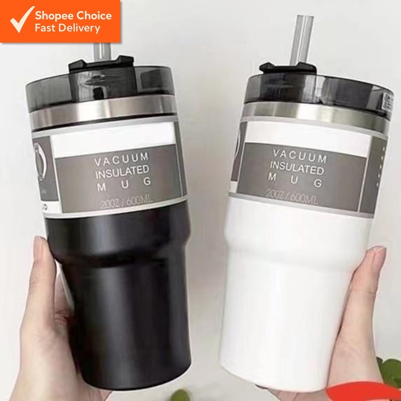 304 Stainless Steel Thermos Tumble Bottle Cup with Straw Macaron