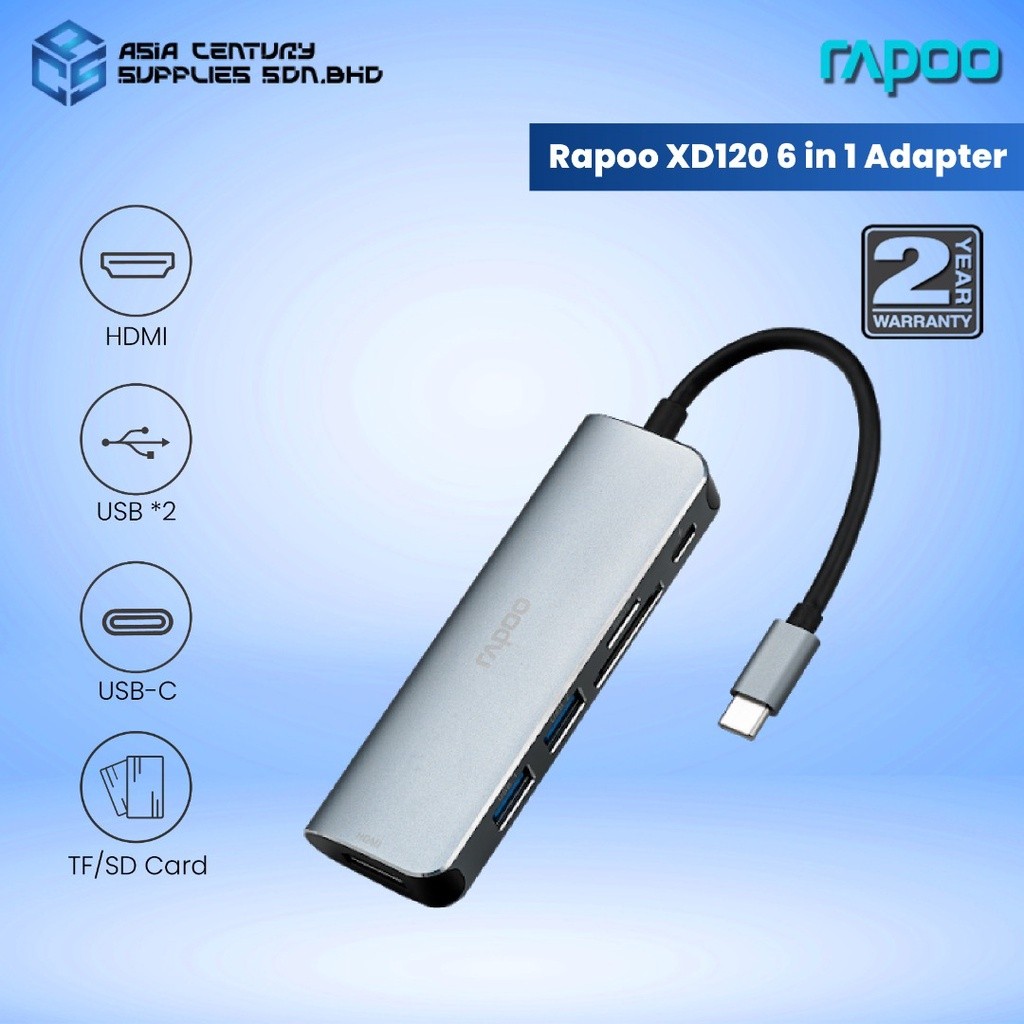 Rapoo XD120 USB-C 6in1 Adapter Docking Stations ...