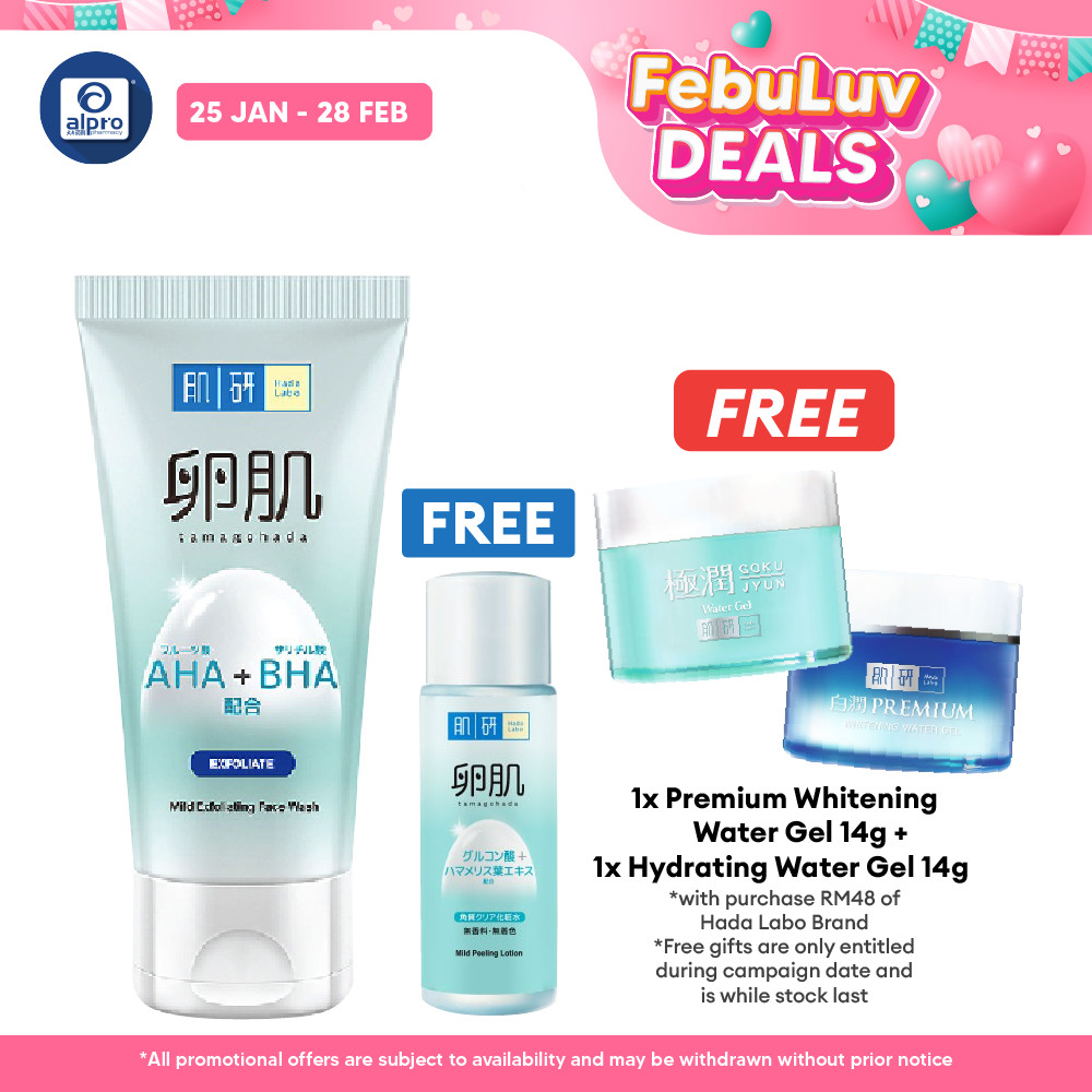 Hada Labo AHA/BHA Face Wash (130g) [Free Mild Peeling Lotion 9ml ...