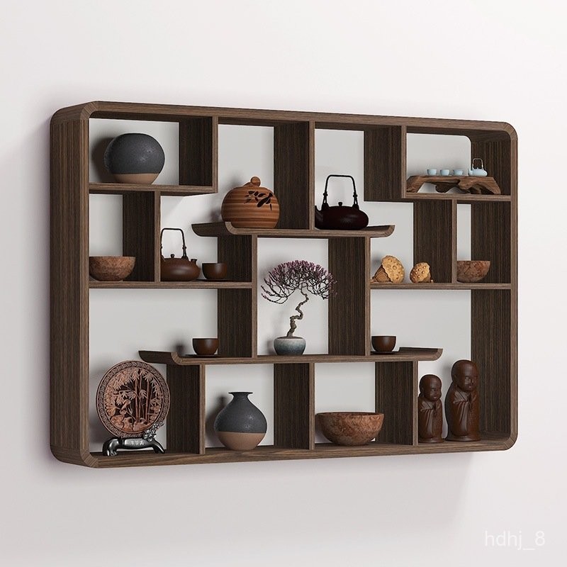 J-H/Bogu Rack Wall-Mounted Multi-Treasure Cabinet Solid Wood Chinese ...